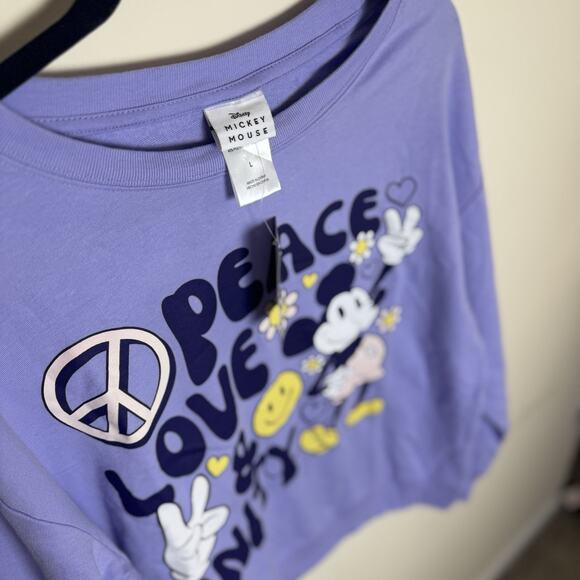 NWT Disney Mickey Mouse Women's Peace Love Unity Light Purple Shirt Size Large - Picture 3 of 3